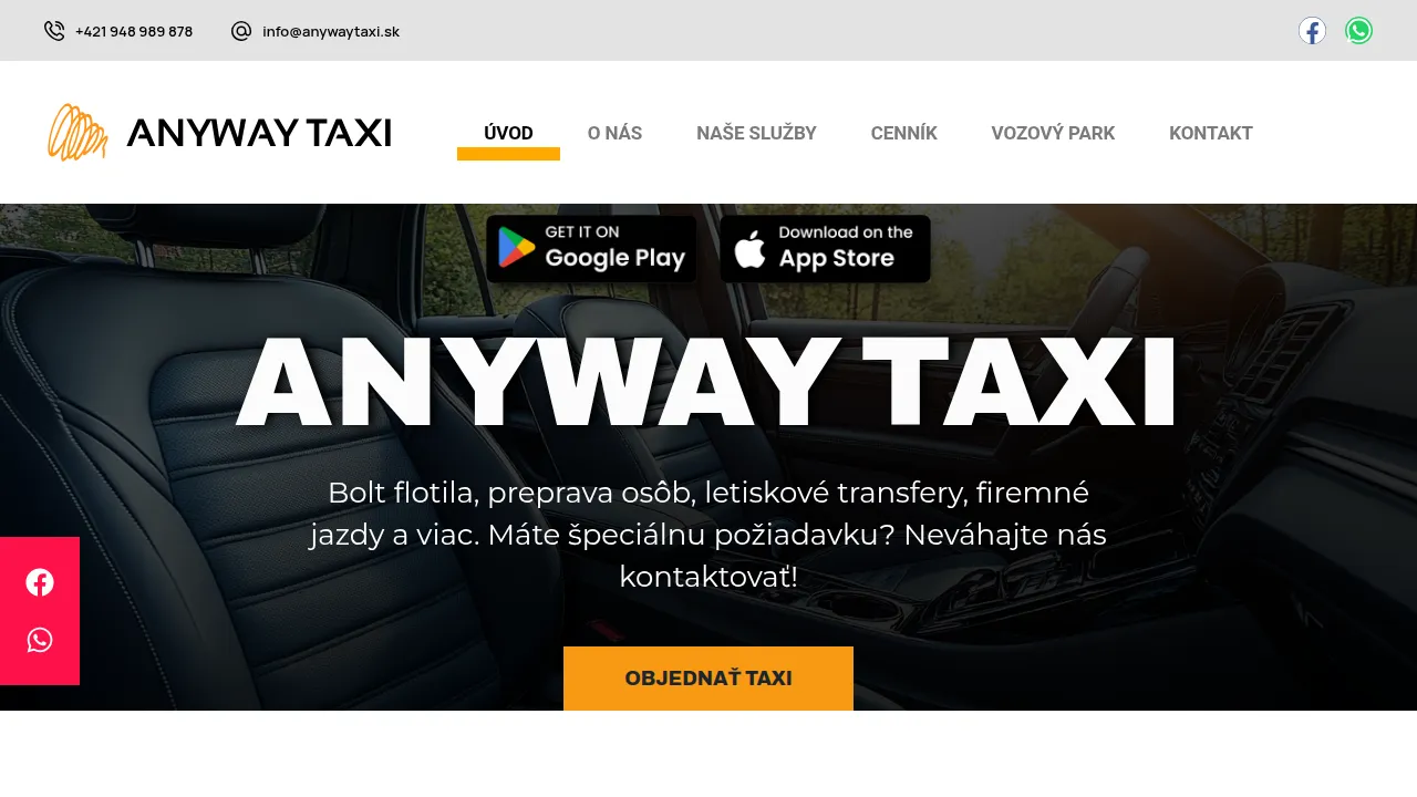 anywaytaxi.sk screenshot